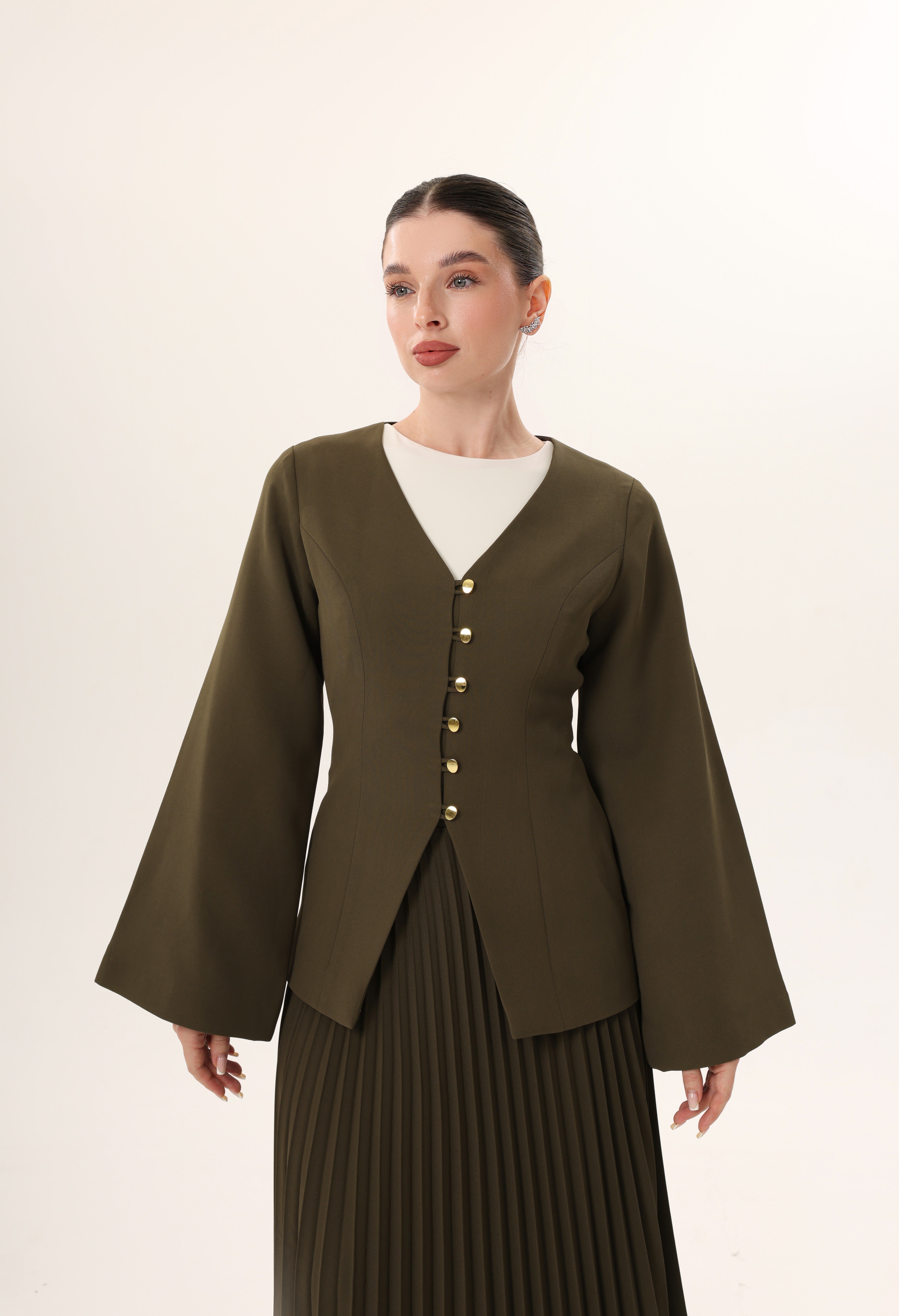 Sculpted V Neck Jacket