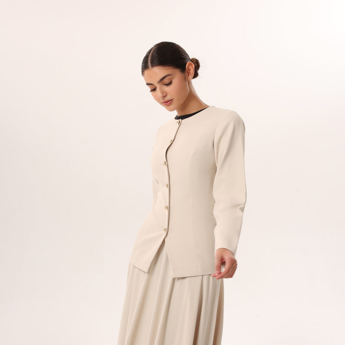 Sculpted Round Neck Jacket