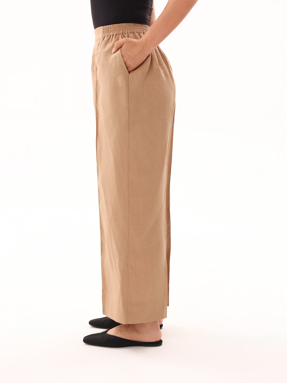Linen Trousers-Camel