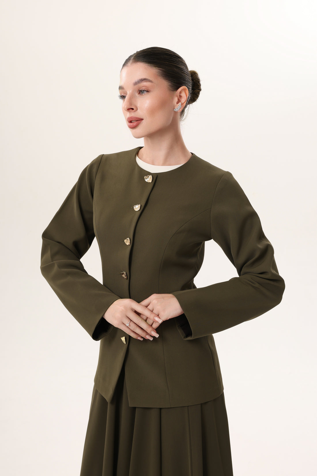 Sculpted Round Neck Jacket